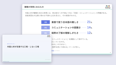 外国人材が定着する工場・しない工場